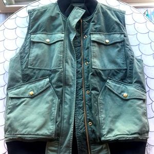 Jcrew oversized army green vest w. quilted lining